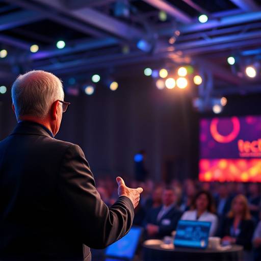 Event videography capturing a keynote speaker at a tech conference.