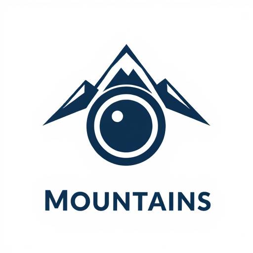Pixel Peak Studios Logo - A stylized mountain peak with a camera lens