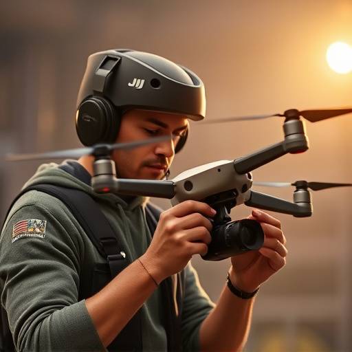 Stellaris Studios drone operator preparing for an aerial shot with a DJI Inspire 3 drone.